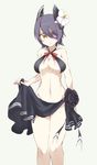  bad_id bad_twitter_id bare_shoulders bikini breasts collarbone cosplay eyepatch flower groin hair_flower hair_ornament halterneck headgear hibiscus kantai_collection large_breasts navel purple_hair solo souji swimsuit tatsuta_(kantai_collection) tatsuta_(kantai_collection)_(cosplay) tenryuu_(kantai_collection) yellow_eyes 