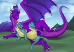  blackdragonx claws cum cum_inflation cuntboy dragon dragons525 excessive_cum fefairy horn inflation intersex male size_difference 