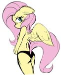  ambris anthro anthrofied breasts clothed clothing colored equine female fluttershy_(mlp) friendship_is_magic half-dressed horse mammal my_little_pony panties pegasus pony side_boob simple_background solo topless underwear white_background wings 