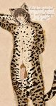  2015 anthro balls cat english_text feline male mammal nude ocelot penis simple_background smile solo spots text tolbi traditional_media_(artwork) 