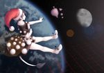  book doremy_sweet dream_soul dress earth grid hat highres lens_flare moon nightcap planet pom_pom_(clothes) sky space star_(sky) starry_sky tail tapir_tail touhou velkia 