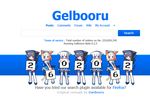  3girls counter_girls gelbooru get internet logo milestone multiple_girls numbers palindrome striped_background 