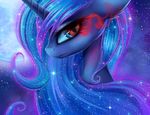  2015 blue_hair equine eye_mist female feral friendship_is_magic hair hi_res horn long_hair looking_at_viewer lyra-senpai mammal moon my_little_pony night outside princess_luna_(mlp) slit_pupils solo winged_unicorn wings 