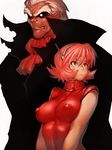  1girl android breasts covered_nipples dr._chaos frown fumio_(rsqkr) ghost_sweeper_mikami green_eyes large_breasts maria_(ghost_sweeper_mikami) monster_boy pink_hair short_hair 