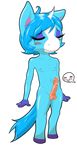  aku_no_novi animal_crossing anthro balls blue_hair blush cum equine erection eyes_closed fur hair horn julian_(animal_crossing) male mammal nintendo nipples nude penis simple_background solo unicorn video_games 