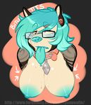  big_breasts blush breasts canine collar eyewear glasses looking_at_viewer mammal milf mother nipples open_mouth parent ryunwoofie tongue tongue_out 