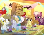  2015 bluse cake cheerilee_(mlp) cute earth_pony equine female feral food friendship_is_magic horn horse mammal my_little_pony pony princess_celestia_(mlp) unicorn winged_unicorn wings 