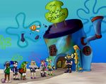  kid nintendo parody pun splatoon spongebob_squarepants squid underwater 