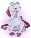  alternate_form gen_1_pokemon highres lightsource lying mega_mewtwo_y mega_pokemon mewtwo no_humans on_side pokemon pokemon_(creature) purple_skin red_eyes solo tail 