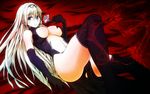  bad_id bad_pixiv_id blonde_hair blue_eyes breasts cleavage cornelia_(sennen_sensou_aigis) elbow_gloves flower gloves hair_ribbon highres ihara_natsume large_breasts long_hair ribbon sennen_sensou_aigis solo thighhighs underboob 