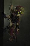  2014 blonde_hair clothing equestria_girls equine eyewear female fn_fiveseven goggles gun hair handgun horn mammal my_little_pony ncmares night_vision_goggles raining ranged_weapon red_hair rope silencer sunset_shimmer_(eg) unicorn weapon 