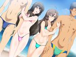  4boys androgynous beach crossdressing houkago_josou_tsundere_bitch male_focus multiple_boys outdoors sirpent sky trap yaoi 