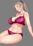  1girl bra breasts character_request copyright_request female large_breasts mature panties simple_background solo supi_(inner_map) underwear 