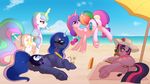  anus beach beach_ball book friendship_is_magic frisbee my_little_pony princess_cadance_(mlp) princess_celestia_(mlp) princess_luna_(mlp) pussy seaside twilight_sparkle_(mlp) umbrella 