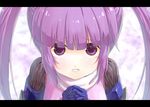  face hands_clasped letterboxed looking_at_viewer looking_up own_hands_together purple_eyes purple_hair solo sophie_(tales) tales_of_(series) tales_of_graces tenguu_rio twintails 