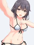  bikini black_hair breasts collarbone highres inanaki_shiki medium_breasts navel open_mouth short_hair smile solo stomach swimsuit yahari_ore_no_seishun_lovecome_wa_machigatteiru. yukinoshita_haruno 