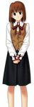  absurdres brown_eyes brown_hair fate/stay_night fate_(series) highres homurahara_academy_uniform official_art saegusa_yukika school_uniform solo takeuchi_takashi transparent_background 