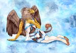  avian bulge claws clothing collaboration crossdressing gryphon lingerie male nelena pinup pose solo wings wolfgryph 