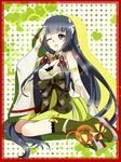  animal_print bad_id bad_pixiv_id bare_shoulders bird_print black_eyes black_hair border bow breasts cleavage detached_sleeves green_legwear hair_ornament hair_ribbon hair_tubes hand_on_own_head heart kantai_collection lace lace-trimmed_thighhighs lace_legwear large_breasts legs_together long_hair mizuho_(kantai_collection) omoomomo one_eye_closed red_border red_ribbon ribbon sitting smile solo sparkle tabi thighhighs tress_ribbon very_long_hair wide_sleeves yokozuwari 