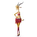  2015 3d absurd_res antelope anthro blonde_hair bracelet brown_eyes character_from_animated_feature_film clothed clothing disney female gazelle hair halter_top hi_res hooves horn jewelry knee_socks legwear looking_at_viewer mammal official_art simple_background skirt smile socks solo toeless_socks white_background zootopia 