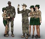  3girls female_soldier gogocherry gradient gradient_background marine multiple_boys multiple_girls penis sex_slave soldier uncensored uniform 
