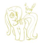  anus avian bird butt darkpandax duo edit equine female feral fluttershy_(mlp) friendship_is_magic horse mammal monochrome my_little_pony pegasus pony pussy simple_background sketch white_background wings 