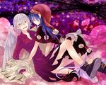  blue_hair clothes_removed covering_face doremy_sweet dress fangs feathered_wings girl_on_top hat kishin_sagume ko_kita looking_to_the_side multiple_girls nightcap open_mouth pom_pom_(clothes) purple_dress red_eyes short_dress short_hair short_sleeves silver_hair single_wing tail tapir_tail touhou wings yuri 