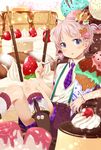  agemono bad_id bad_pixiv_id blush boots cake candy cherry crown food fork fruit hair_ornament ice_cream ice_cream_cone looking_at_viewer macaron male_focus marshmallow necktie original pancake pink_hair pocky purple_eyes shorts smile solo sparkle stack_of_pancakes strawberry suspenders 