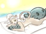  anthro beach breasts butt collar feline female inflatable invalid_color invalid_tag keeroh keeroh(lioness) lion looking_at_viewer lying mammal nude on_front ponytail pool_toy seaside simple_background smile solo sunbath sunbathing thick_thighs toy water yellow_eyes 