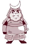  2017 anthro armor canine garouzuki humanoid_hands male mammal melee_weapon overweight overweight_male simple_background solo sword tanuki weapon white_background 