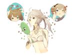  ahoge animal_ears au_ra bra cat_ears dragon_girl dragon_horns final_fantasy final_fantasy_xiv green_eyes holding horns lalafell miqo'te mirror multiple_girls navel orange_eyes pointy_ears scales short_hair simple_background underwear white_background white_bra yu-ri 