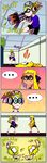  1boy 1girl animated animated_gif bike_shorts brown_eyes comic commentary domino_mask english green_eyes green_hair headphones highres inkling mask splatoon_(series) splatoon_1 squid tamarinfrog tentacle_hair weapon 