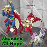  abs apple_bloom_(mlp) applejack_(mlp) camel_toe cosplay crossover electricity friendship_is_magic genital_torture mare_do_well muscles my_little_pony nipples peee peeing pussy rubber smudge_proof superfilly supergirl superman supermare sweetie_bell urine watersports 