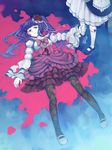  ankle_grab bad_id bad_pixiv_id blood blue_eyes blue_hair bow cat_tail choker death dress flower frederica_bernkastel frills furudo_erika hair_flower hair_ornament kneehighs leg_hold legs long_hair looking_at_another mary_janes multiple_girls neko_k321 pantyhose pink_blood pink_bow ribbon rose shoes smile tail tears too_many too_many_frills twintails umineko_no_naku_koro_ni 