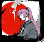  genmai iroha_uta_(vocaloid) japanese_clothes kamui_gakupo kimono kiseru long_hair male_focus pipe purple_hair smoke solo vocaloid 