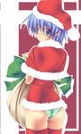  ass ayasaki_hayate blue_hair blush boy child crossdress crossdressing hayate_no_gotoku! looking_back panties ribbon santa santa_costume shota striped thigh-highs thighhighs trap underwear 