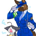  68 age_difference animal armband bb beast_girl breasts cat character_request child cry dog eyes_closed furry gloves hat kazuhiro large_breasts lowres necktie open_mouth police police_uniform policewoman sweat tail tears uniform what white_gloves worried yellow_eyes 