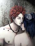  blue_hair corpse cynchick flower konan long_hair naruto orange_hair pain_(naruto) pein piercing spiked_hair spiky_hair 