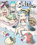  3girls :d ^_^ ^o^ aori_(splatoon) ass bikini blue_hair blush breasts bukichi_(splatoon) cat chain-link_fence cleavage closed_eyes diving_mask diving_mask_on_head domino_mask fence food food_on_head green_hair hair_rings homoo... hotaru_(splatoon) inkling jajji-kun_(splatoon) jellyfish jellyfish_(splatoon) kabu_(p) long_hair lying mask multiple_girls no_nose object_on_head octarian octoball octotrooper on_stomach open_mouth pointy_ears pool red_eyes side-tie_bikini sitting small_breasts smile snorkel soaking_feet splatoon_(series) splatoon_1 striped striped_bikini sushi swimsuit symbol-shaped_pupils tentacle_hair tentacles water white_bikini white_swimsuit yellow_eyes 