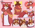  &lt;3 anthro big_breasts big_butt breasts brooch brown_hair butt cake canine chibi chubby cleavage clothed clothing crown dress fan female food fork fox fur hair huge_breasts huge_butt lipstick mammal myan_(artist) overweight red_fur ring smile solo 
