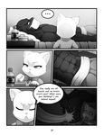  ... 2015 abs anthro cat comic darkmirage english_text feline female greyscale male mammal monochrome muscles navel text 
