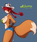  ann_gustave anthro big_breasts blue_eyes breasts brown_fur canine chalo clothed clothing female fox fur hair las_lindas long_hair mammal red_hair smile solo 