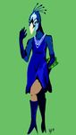  anthro avian beak bird clothing crossdressing dress feathers girly gloves green_background high_heels male peafowl simple_background solo standing sweetiepi 