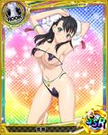  artist_request bikini black_bikini black_eyes black_hair breasts bun_cover card_(medium) character_name chess_piece double_bun high_school_dxd large_breasts long_hair midriff official_art rook_(chess) solo swimsuit torn_clothes torn_swimsuit trading_card xuelan 