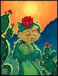  cactus cat costume cute desert feline flower keovi mammal plant solo sunset traditional_media_(artwork) zipper 