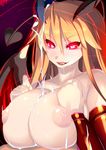  blonde_hair blush breasts cum cum_on_body cum_on_breasts cum_on_upper_body demon_girl demon_tail ejaculation facial glowing glowing_eyes horns huge_breasts long_hair looking_at_viewer monster_girl naughty_face nipples open_mouth original paizuri penis red_eyes shiki_(psychedelic_g2) smile succubus tail tongue tongue_out 