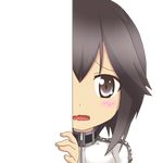  black_eyes black_hair hayasui_(kantai_collection) jacket kantai_collection looking_at_viewer nagineko open_mouth peeking_out short_hair solo transparent_background vector_trace wavy_mouth 