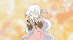  animated animated_gif castanets charlotte_(madoka_magica) dancing dress instrument long_hair lowres mahou_shoujo_madoka_magica mahou_shoujo_madoka_magica_movie momoe_nagisa parody sailor_dress smile solo soul_gem two_side_up un_tan white_hair 