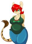  anthro big_breasts breasts cleavage clothed clothing cute female looking_at_viewer mastergodai meercat smile solo 