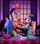  2015 dancing discord_(mlp) equine female feral fluttershy_(mlp) friendship_is_magic inuhoshi-to-darkpen male mammal my_little_pony pegasus wings 